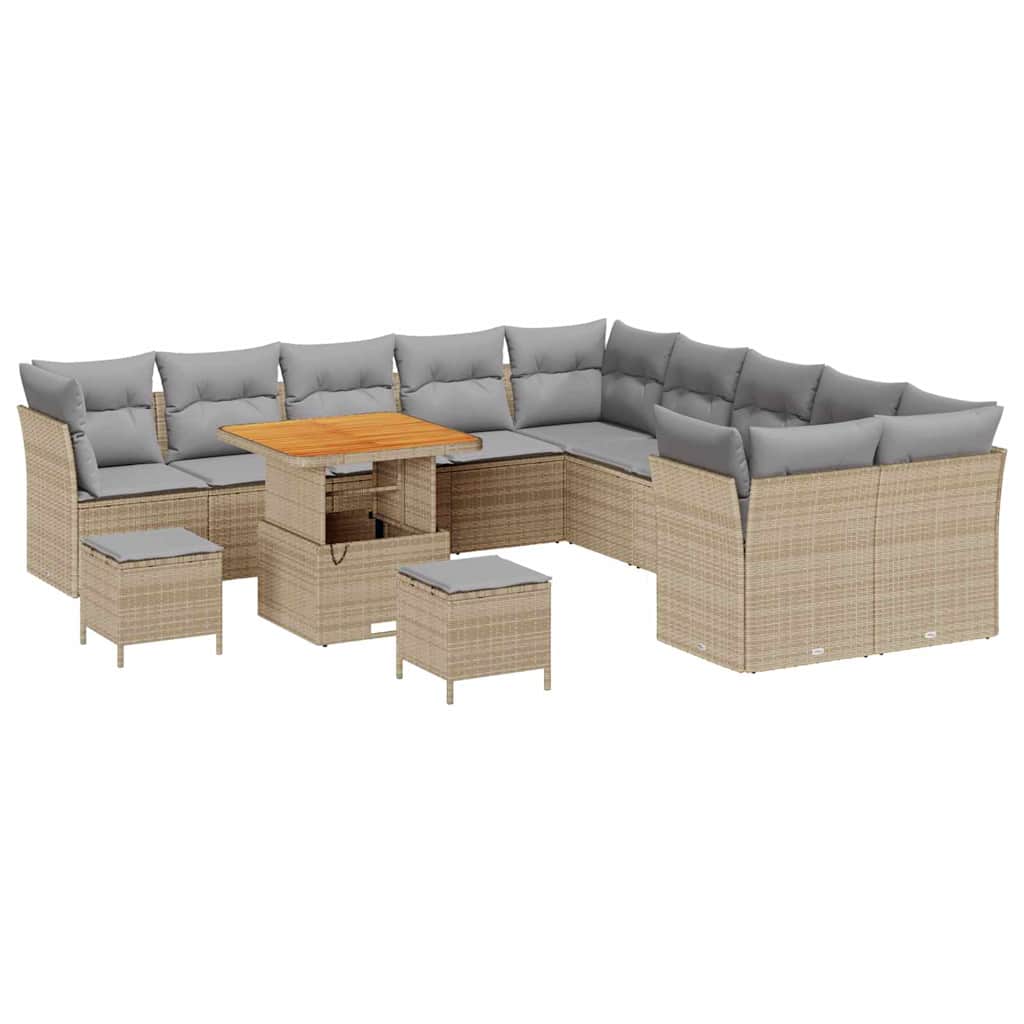 Gartensofa-set 13 pcs Beige Poly-Rattan