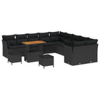 Gartensofa-set 13 pcs Schwarz Poly-Rattan