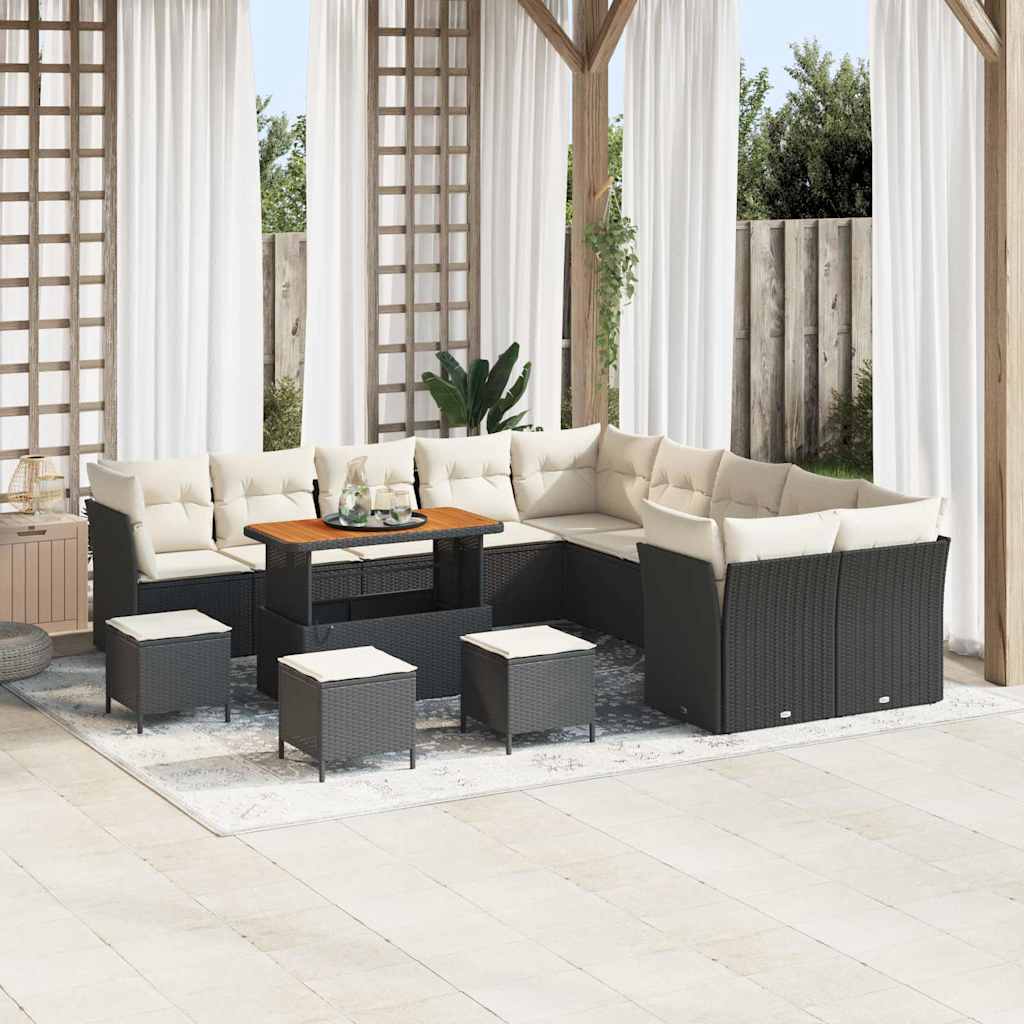 Gartensofa-set 14 pcs Schwarz Poly-Rattan