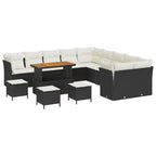 Gartensofa-set 14 pcs Schwarz Poly-Rattan