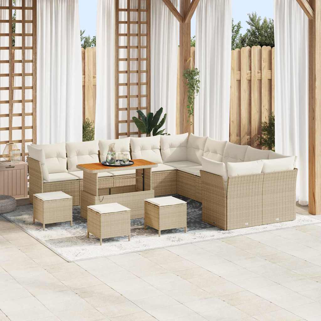 Gartensofa-set 14 pcs Beige Poly-Rattan