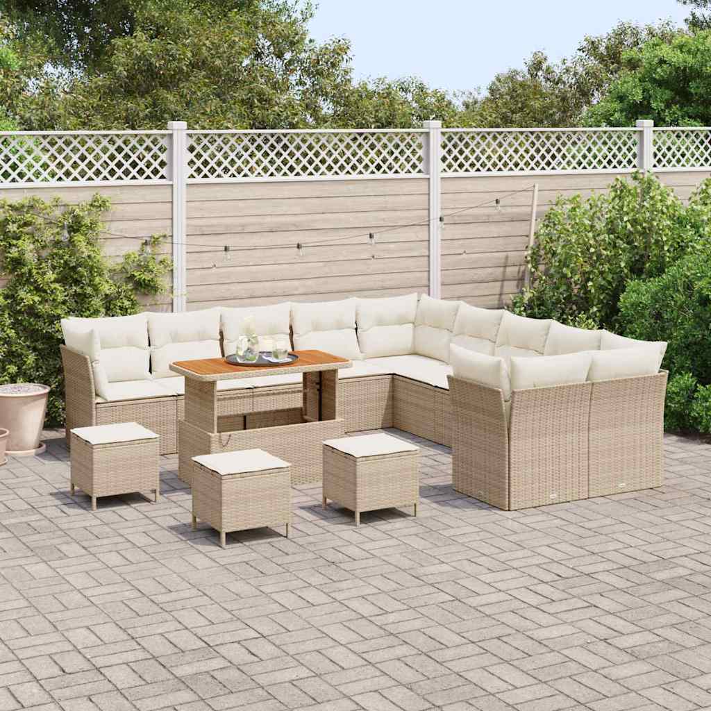 Gartensofa-set 14 pcs Beige Poly-Rattan