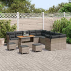 Gartensofa-set 14 pcs Grau Poly-Rattan