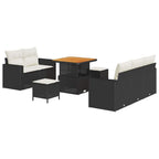 Gartensofa-set mit Kissen 8 pcs Schwarz Poly-Rattan