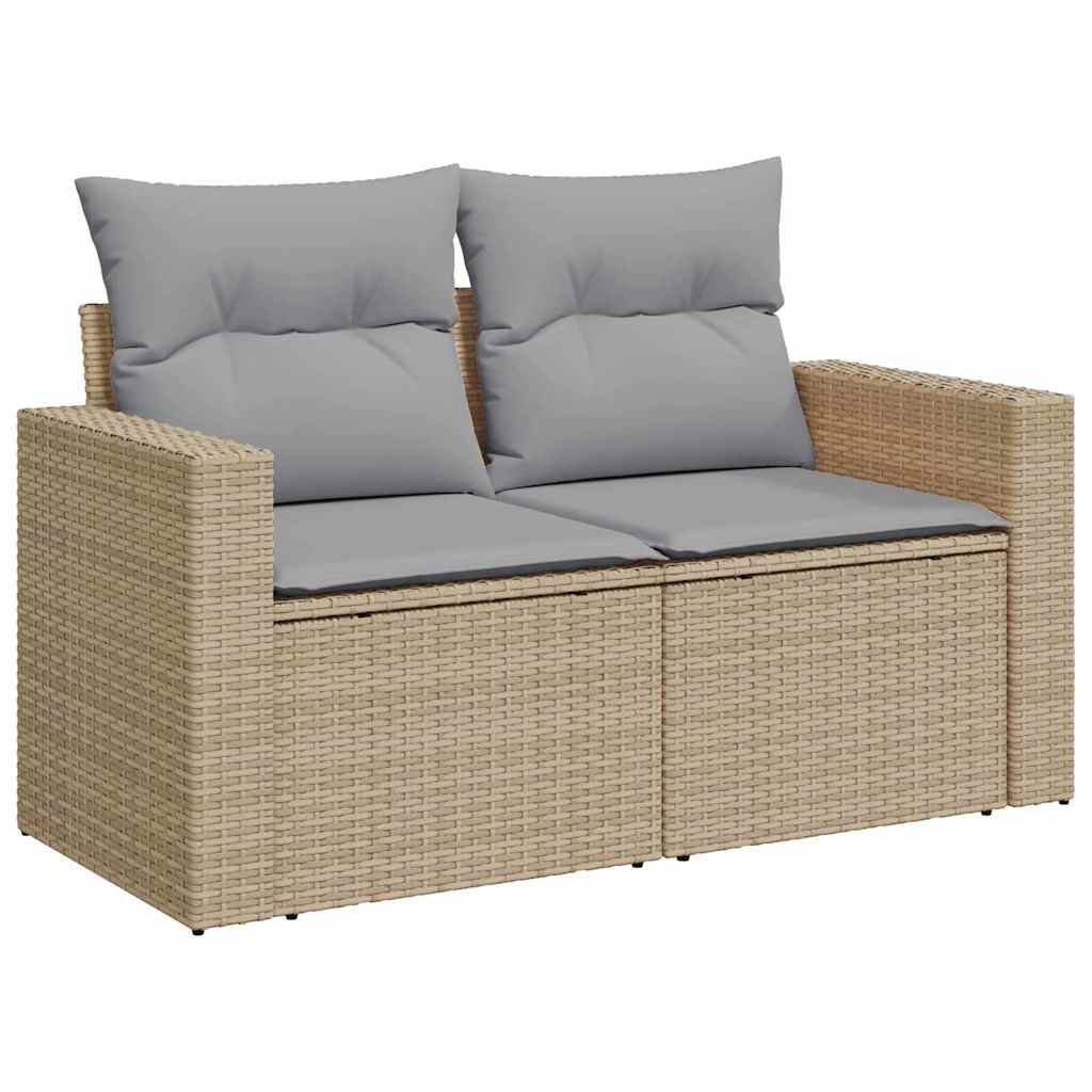 Gartensofa-set mit Kissen 8 pcs Beige Poly-Rattan
