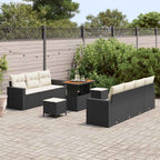 Garten-Sofa-Set 10 pcs Schwarz Poly-Rattan