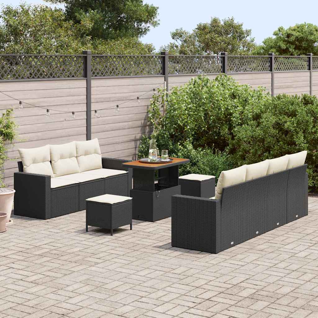 Garten-Sofa-Set 10 pcs Schwarz Poly-Rattan