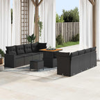 Gartensofa-set 11 pcs Schwarz Poly-Rattan