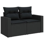 Gartensofa-set 11 pcs Schwarz Poly-Rattan