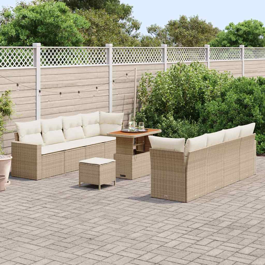 Gartensofa-set 11 pcs Beige Poly-Rattan