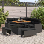 Gartensofa-set 8 pcs Schwarz Poly-Rattan