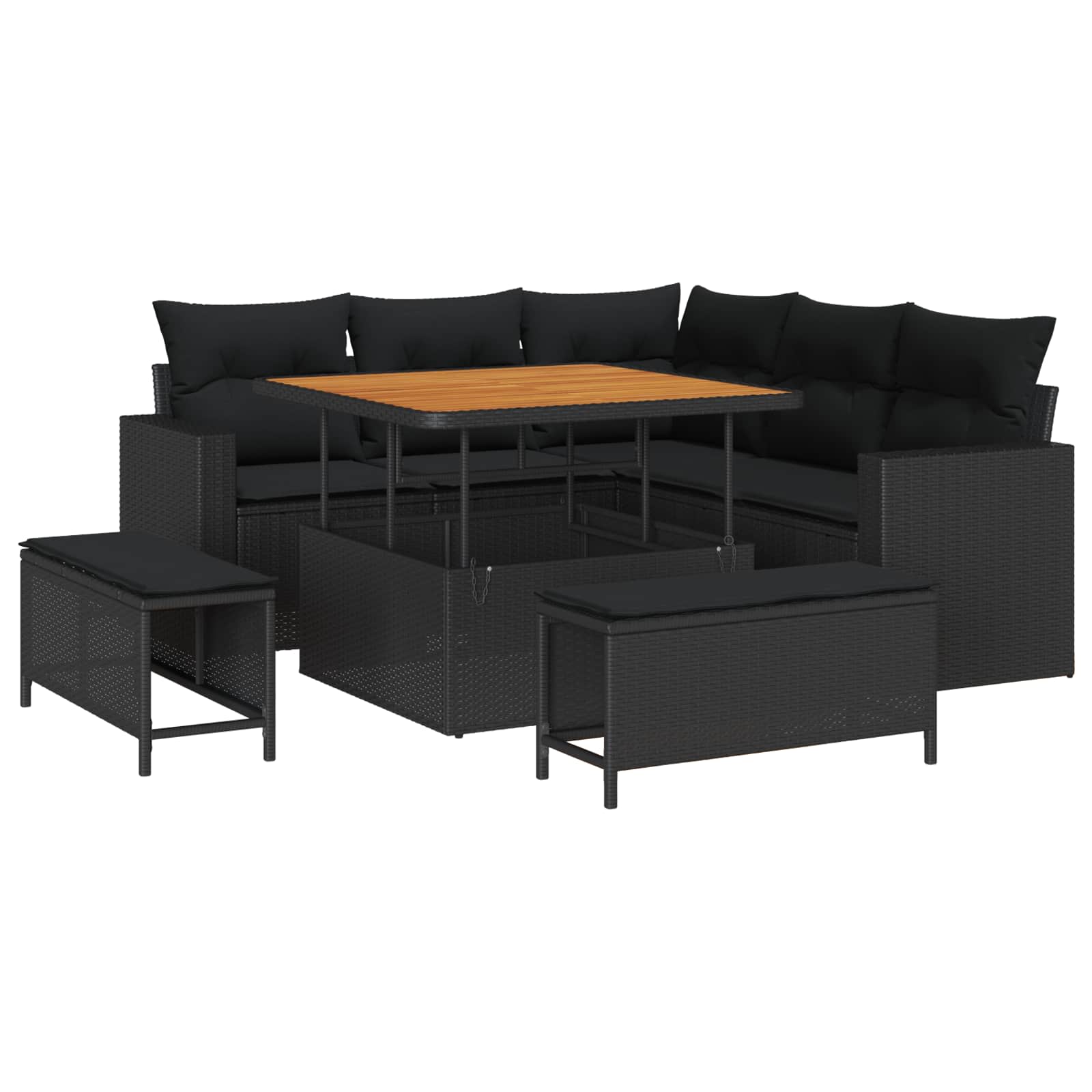 Gartensofa-set 8 pcs Schwarz Poly-Rattan