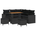 Gartensofa-set 8 pcs Schwarz Poly-Rattan