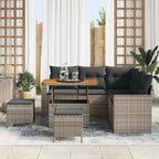 Gartensofa-set 8 pcs Grau Poly-Rattan