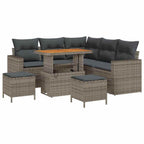 Gartensofa-set 8 pcs Grau Poly-Rattan