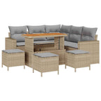 Gartensofa-set 9 pcs Beige Poly-Rattan