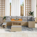Gartensofa-set 9 pcs Beige Poly-Rattan