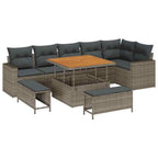 Gartensofa-set 9 pcs Grau Poly-Rattan