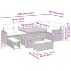 Gartensofa-set 9 pcs Grau Poly-Rattan