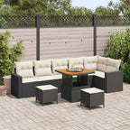 Gartensofa-set 9 pcs Schwarz Poly-Rattan