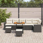 Gartensofa-set 9 pcs Schwarz Poly-Rattan