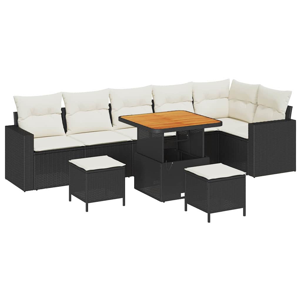 Gartensofa-set 9 pcs Schwarz Poly-Rattan