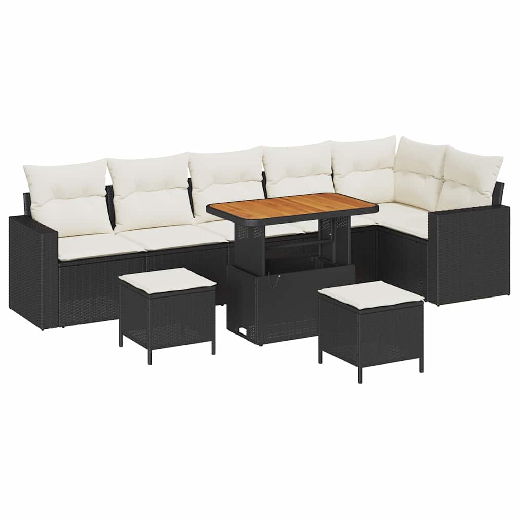 Gartensofa-set 9 pcs Schwarz Poly-Rattan