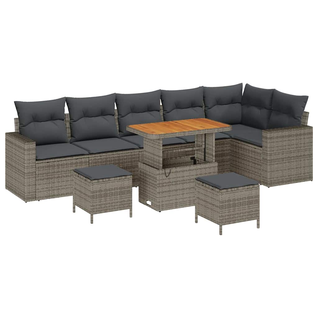 Gartensofa-set 9 pcs Grau Poly-Rattan