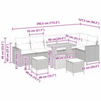 Gartensofa-set 9 pcs Grau Poly-Rattan