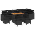 Gartensofa-set 10 pcs Schwarz Poly-Rattan