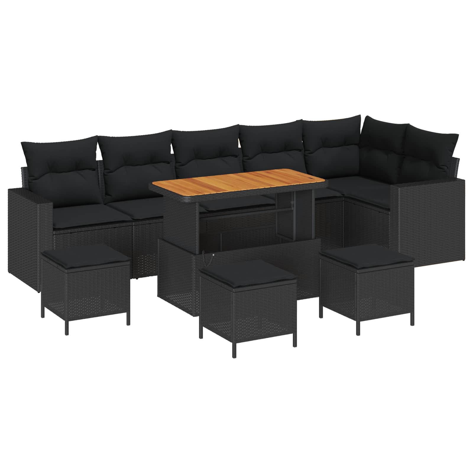 Gartensofa-set 10 pcs Schwarz Poly-Rattan