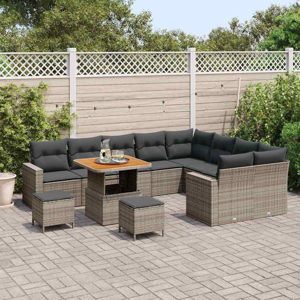 Gartensofa-set 12 pcs Grau Poly-Rattan