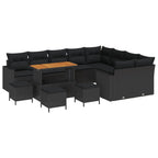 Gartensofa-set 13 pcs Schwarz Poly-Rattan