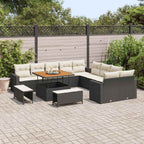 Gartensofa-set 13 pcs Schwarz Poly-Rattan