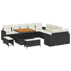 Gartensofa-set 13 pcs Schwarz Poly-Rattan