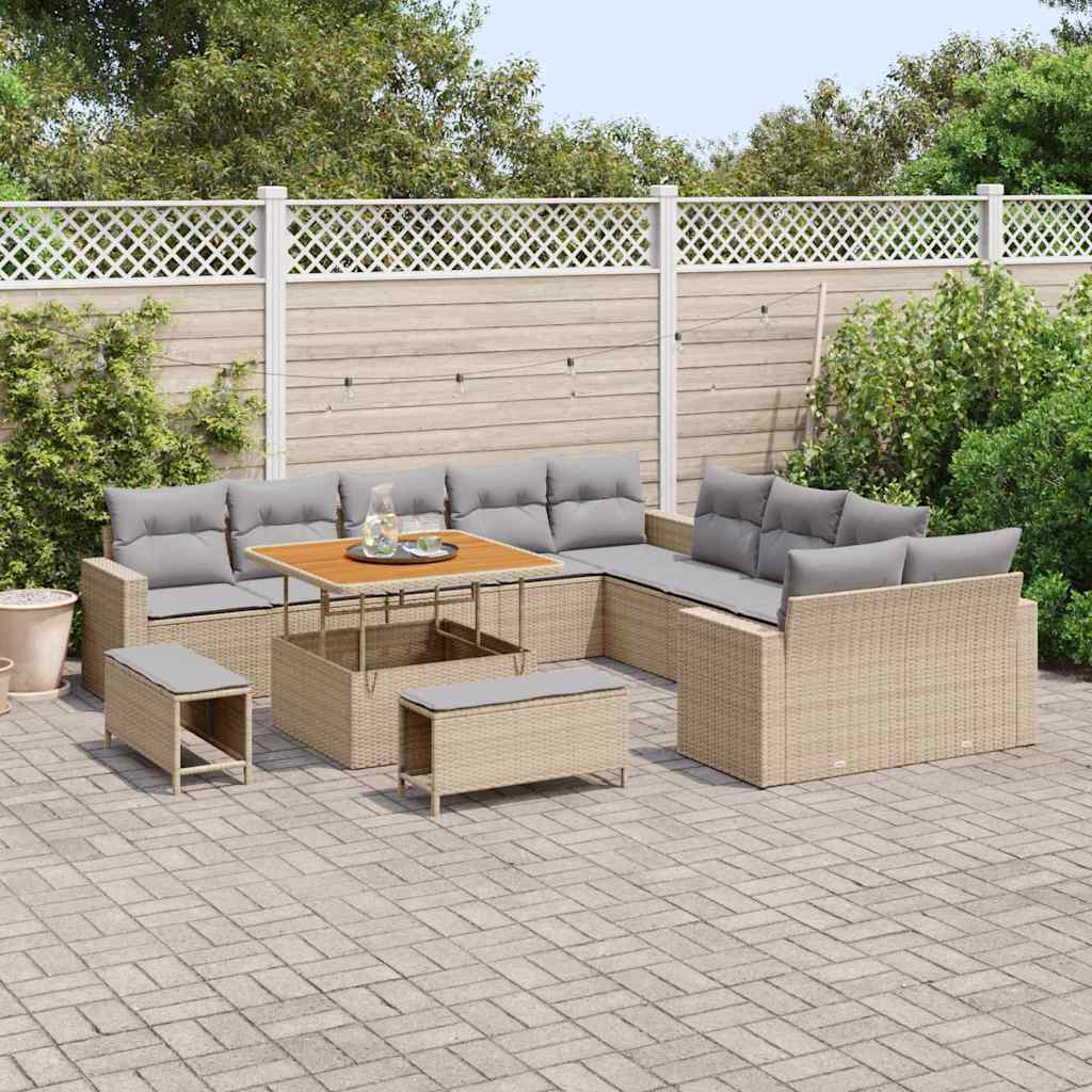 Gartensofa-set 13 pcs Beige Poly-Rattan