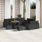 Gartensofa-set 13 pcs Schwarz Poly-Rattan