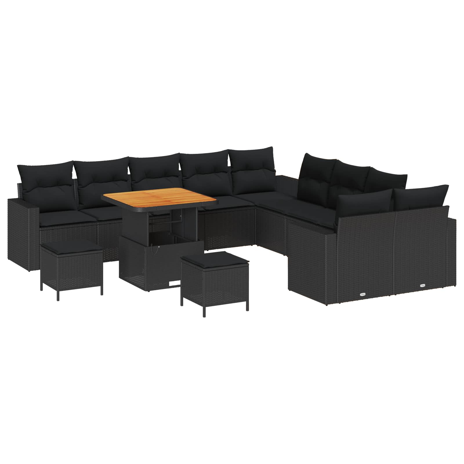 Gartensofa-set 13 pcs Schwarz Poly-Rattan