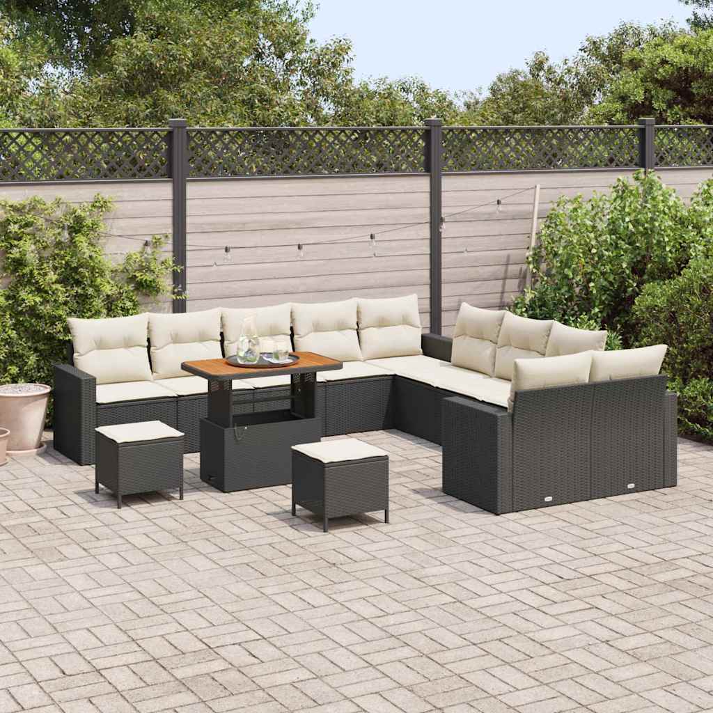 Gartensofa-set 13 pcs Schwarz Poly-Rattan