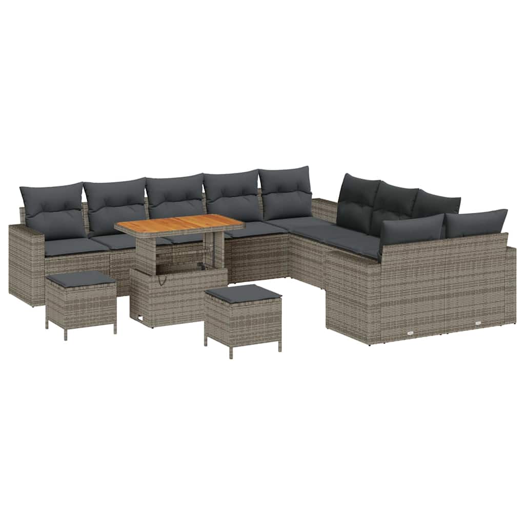 Gartensofa-set 13 pcs Grau Poly-Rattan