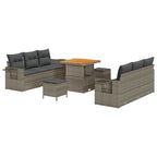 Gartensofa-set mit Kissen 9 pcs Grau Poly-Rattan
