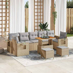 Gartensofa-set mit Kissen 10 pcs Beige Poly-Rattan