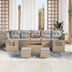 Gartensofa-set mit Kissen 10 pcs Beige Poly-Rattan
