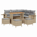 Gartensofa-set mit Kissen 9 pcs Beige Poly-Rattan