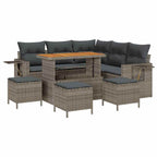 Gartensofa-set mit Kissen 9 pcs Grau Poly-Rattan