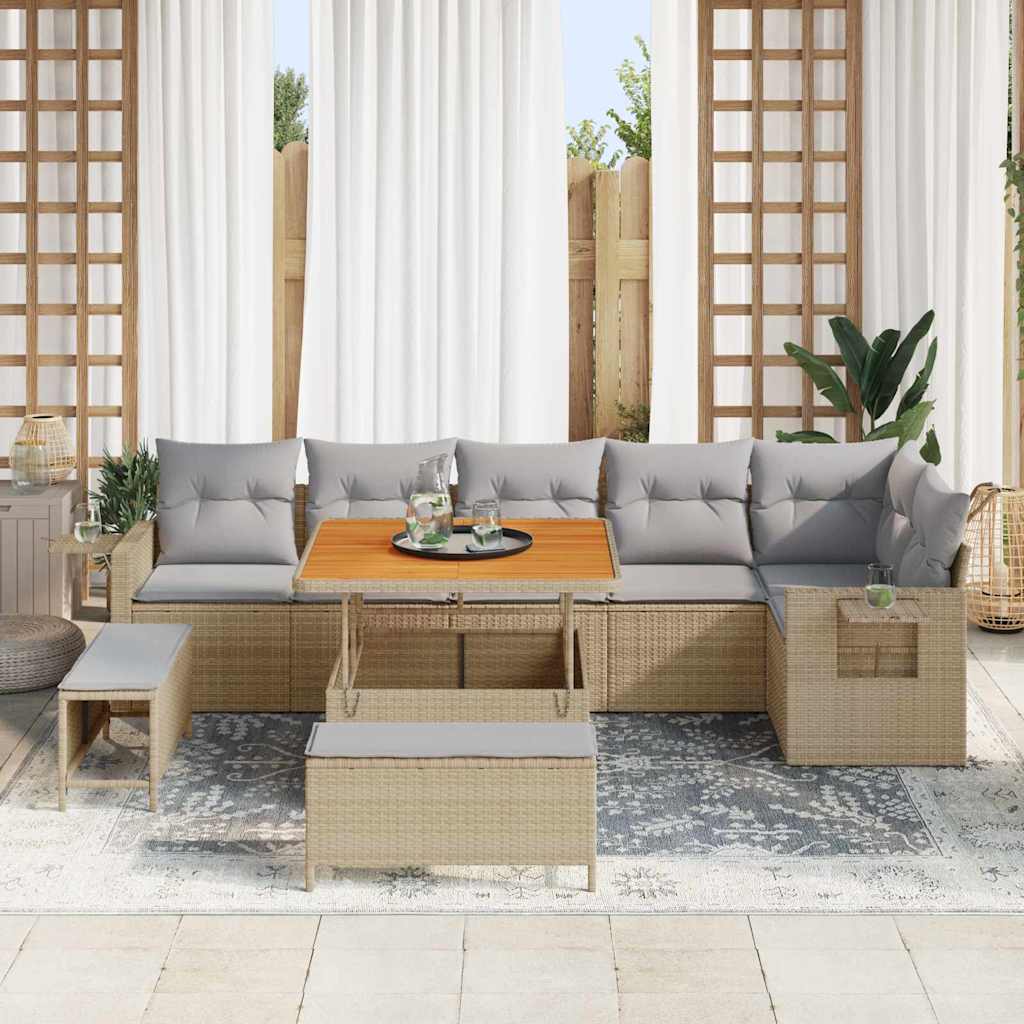 Gartensofa-set 9 pcs Beige Poly-Rattan