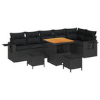 Gartensofa-set 9 pcs Schwarz Poly-Rattan