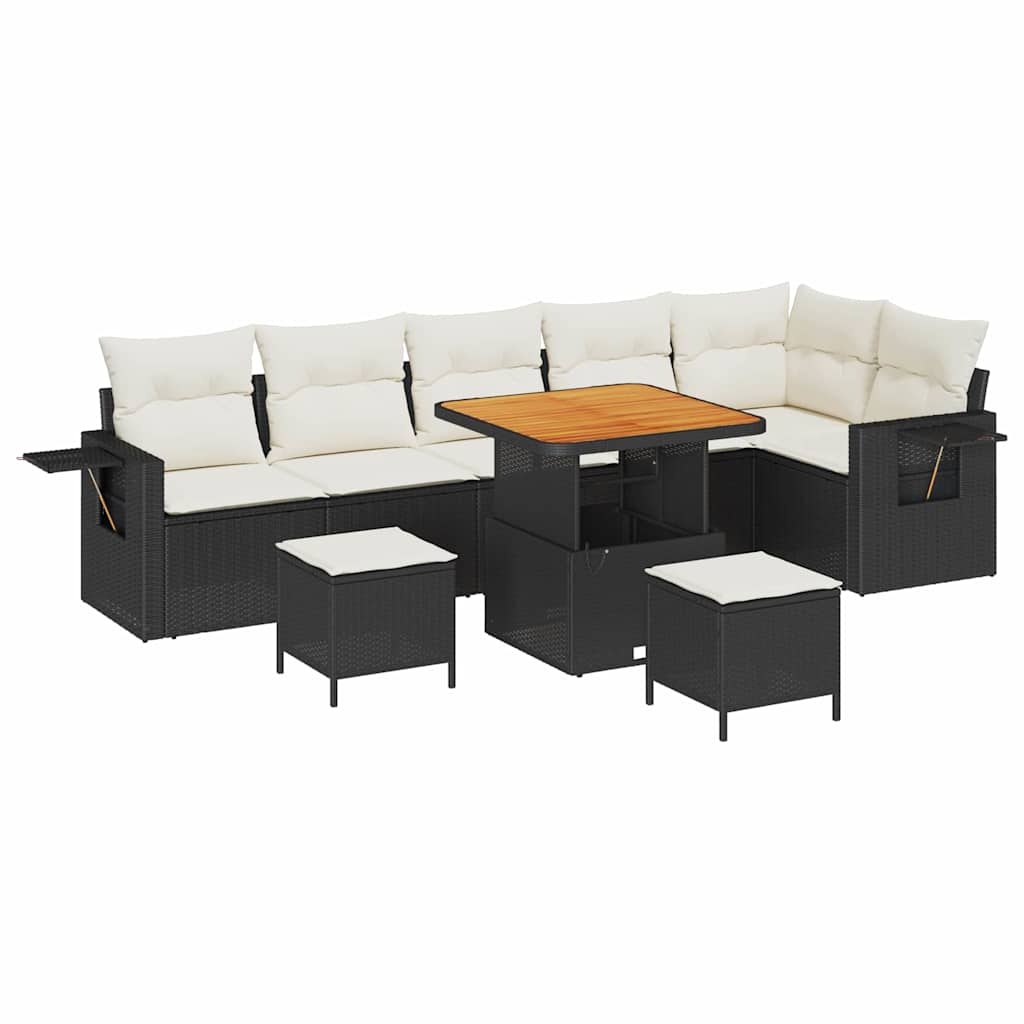 Gartensofa-set 9 pcs Schwarz Poly-Rattan