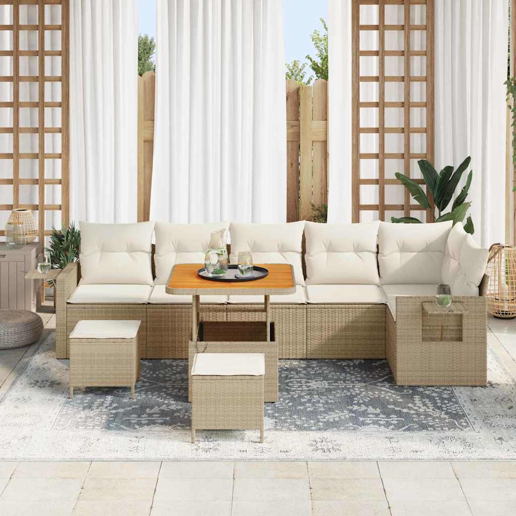 Gartensofa-set 9 pcs Beige Poly-Rattan