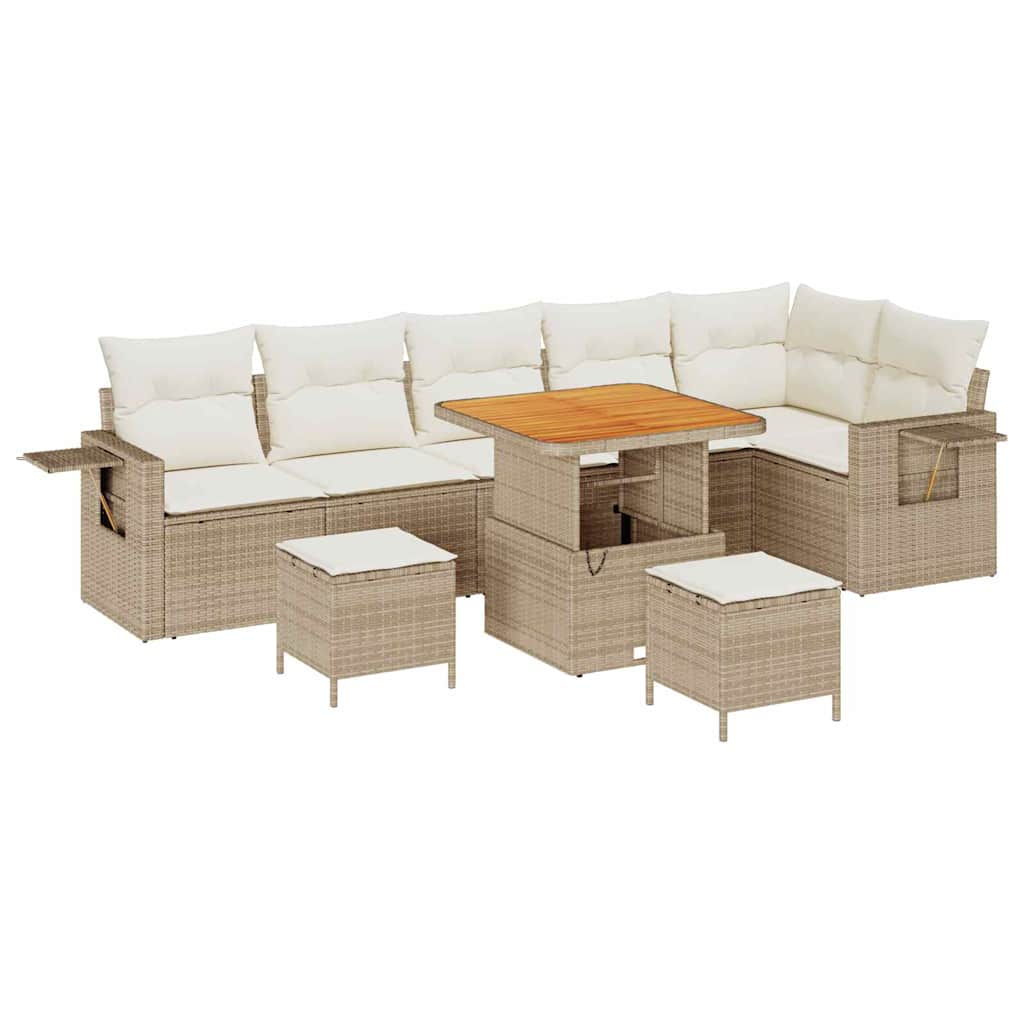 Gartensofa-set 9 pcs Beige Poly-Rattan